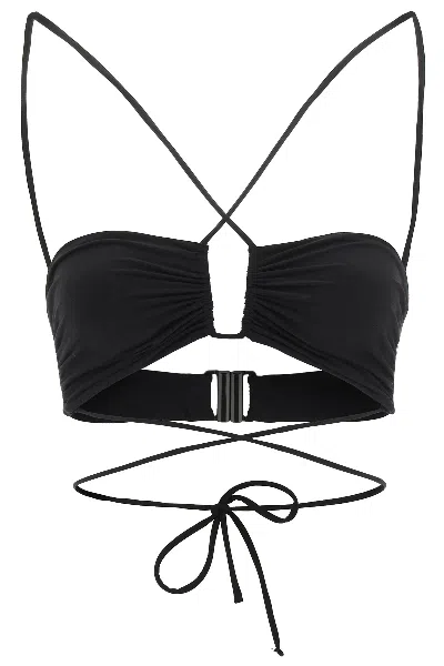 Shop Magda Butrym Crisscross Bandeau Bikini Top In Black