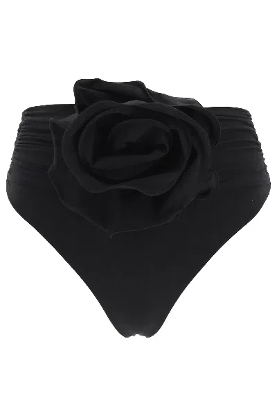 Shop Magda Butrym High Waisted Bikini Briefs With Flower Clip In Black