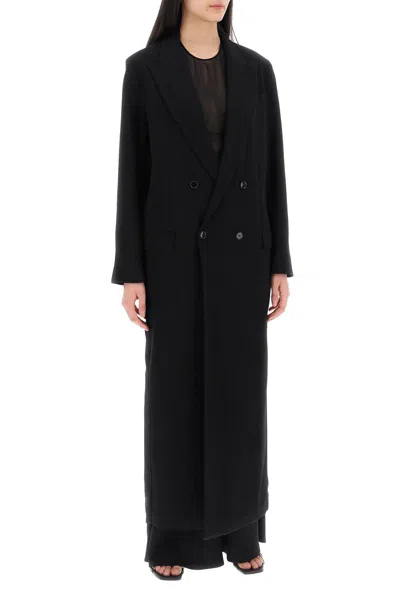 Shop Ami Alexandre Matiussi Double Breasted Deconstructed Coat In 黑色的