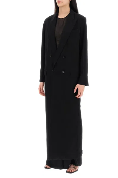 Shop Ami Alexandre Matiussi Double Breasted Deconstructed Coat In 黑色的