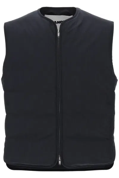 Shop Jil Sander Foldable Padded Vest In 黑色的