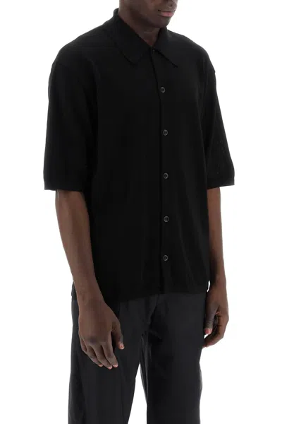 Shop Lemaire Short Sleeved Knit Shirt For In Black