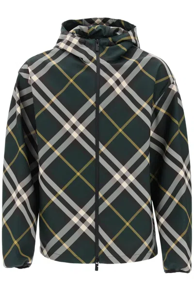 Shop Burberry Ered Hooded Jacket In Green
