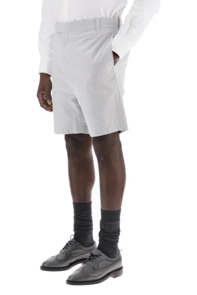 Thom Browne Bermuda A Righe In Cotone In Grey