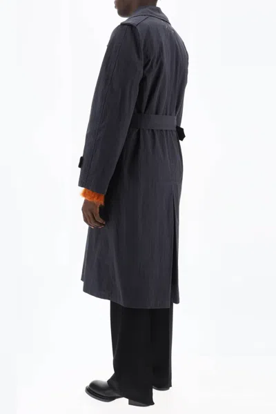 Shop Maison Margiela Double Breasted Trench Coat In Cotton In 蓝色的