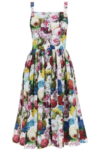 Shop Dolce & Gabbana Nocturnal Flower Print Shirt Dress In 多色的