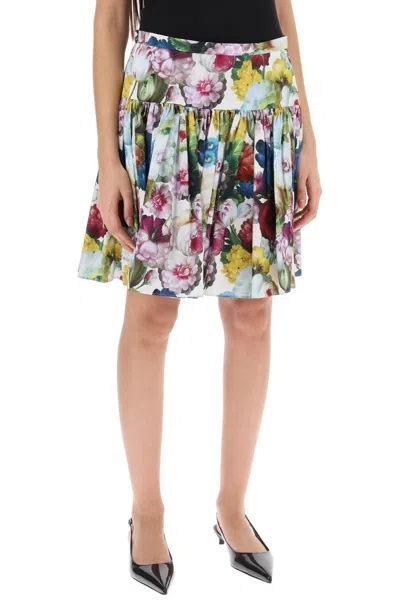 Shop Dolce & Gabbana Nocturnal Flower Mini Yoke Skirt In 多色的
