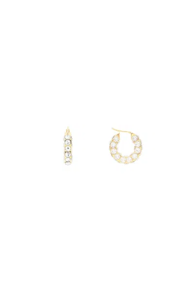 Shop Amina Muaddi Small Jahleel Hoop Earrings With Crystals In 银