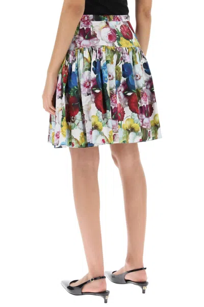 Shop Dolce & Gabbana Nocturnal Flower Mini Yoke Skirt In 多色的