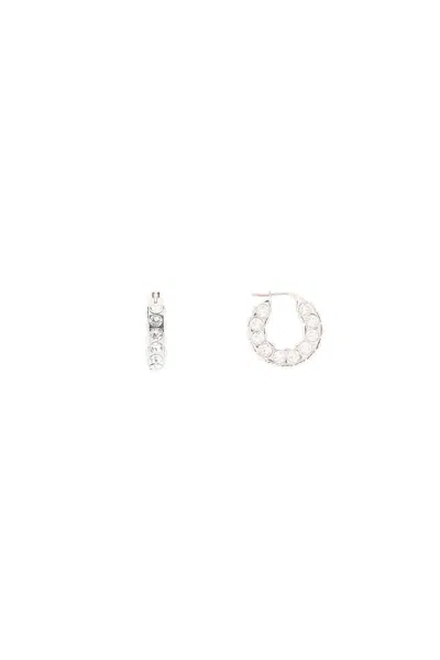 Shop Amina Muaddi Small Jahleel Hoop Earrings With Crystals In 银