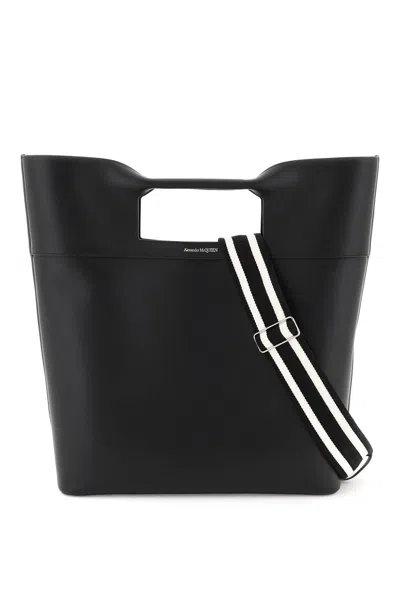 Shop Alexander Mcqueen Leather Tote Bag In 黑色的