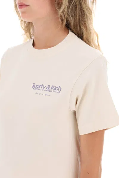 Shop Sporty And Rich Sporty Rich 'running And Health Club' T Shirt In Beige