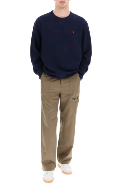 Shop Polo Ralph Lauren Logo Embroidery Sweatshirt In 蓝色的