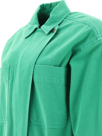 Shop Max Mara "arturo" Cotton Drill Cropped Jacket In Green