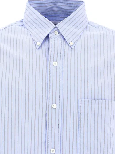 Shop Nanamica "wind" Striped Shirt In Light Blue