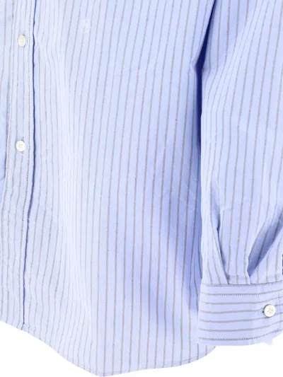 Shop Nanamica "wind" Striped Shirt In Light Blue