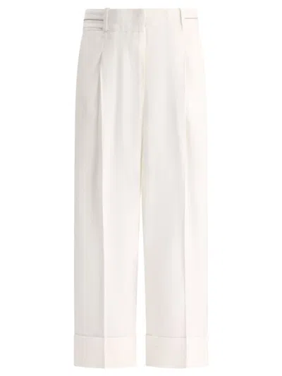 Shop Peserico Cuffed Trousers In White