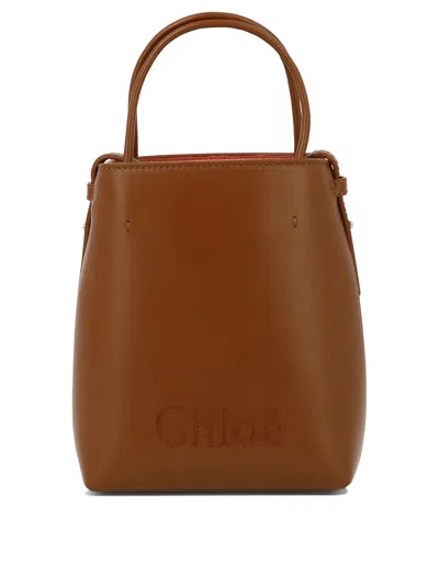 Shop Chloé " Sense Micro" Bucket Bag In 棕色的