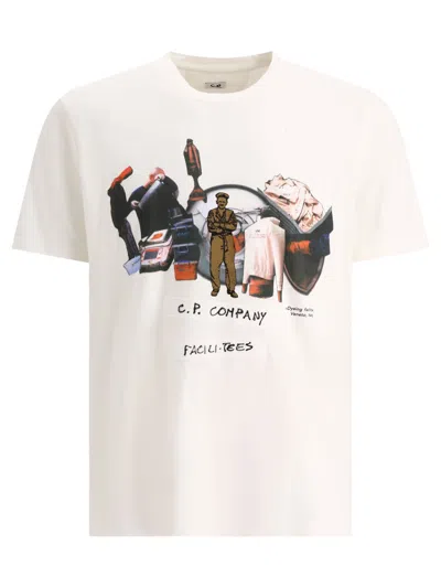 Shop C.p. Company "facili Tees" T Shirt In White