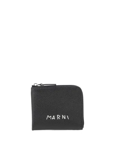 Shop Marni Wallet With Logo In 黑色的