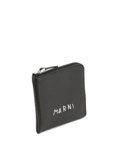 Shop Marni Wallet With Logo In 黑色的