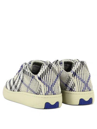 Shop Burberry Knitted Box Sneakers In Blue