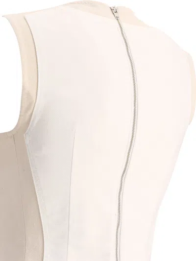 Shop Max Mara Sportmax "yang" Double Colour Sleeveless Dress In White