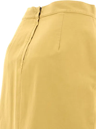 Shop Max Mara "denver" Straight Fit Gabardine Skirt In Yellow