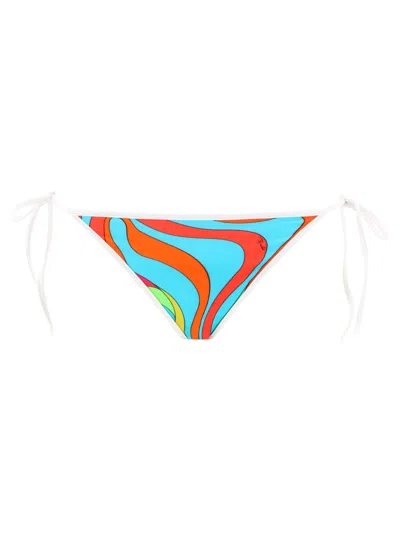 Shop Emilio Pucci Marmo Print Bikini Briefs In Light Blue