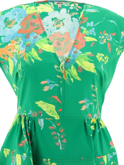 Shop Aspesi Floral Print Dress In Green