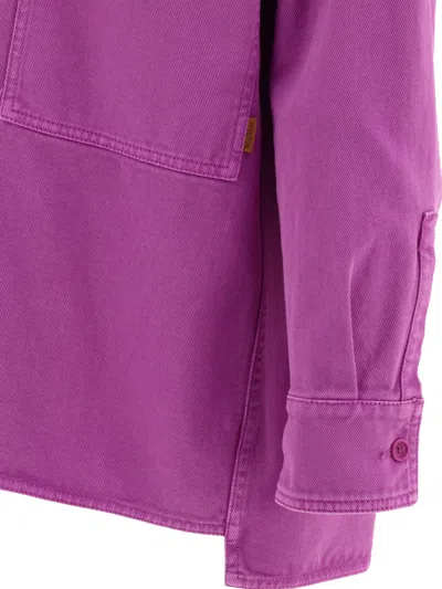 Shop Max Mara "loretta" Cotton Drill Oversized Blouse In Purple