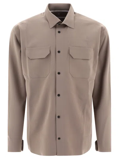 Shop Gr10 K "two Pockets Bonded" Shirt In Grey