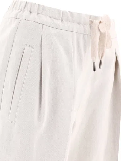 Shop Brunello Cucinelli "slouchy" Gabardine Trousers In White