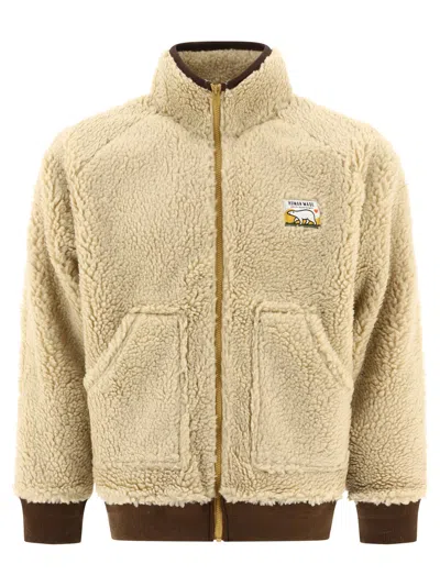 Shop Human Made "boa" Fleece Jacket In Beige