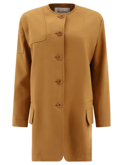Shop Max Mara "portici" Cotton Gabardine Oversized Jacket In Beige
