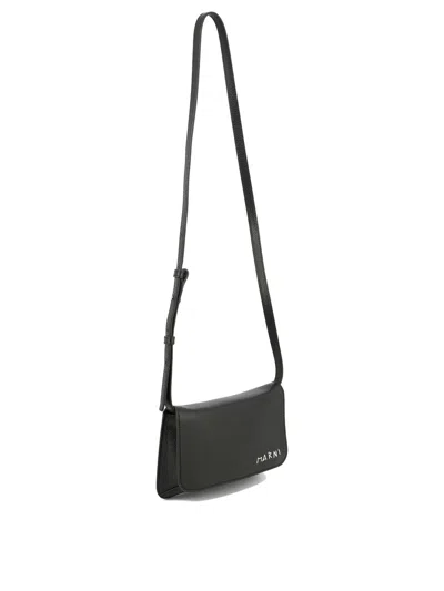 Shop Marni Crossbody Bag With Mending In 黑色的