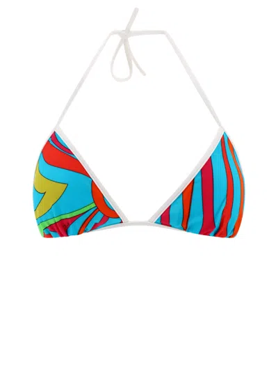 Shop Emilio Pucci Marmo Print Bikini Top In Light Blue