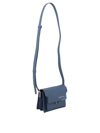 Shop Marni "trunk" Embroidered Crossbody Bag In 浅蓝色