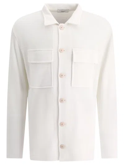 Shop Lardini Overshirt With Chest Pockets In White