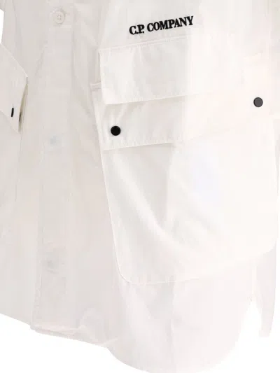 Shop C.p. Company Poplin Shirt With Pockets In White