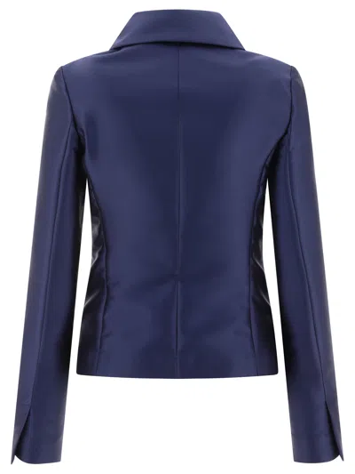 Fit F.it Satin Single Breasted Blazer In Blue
