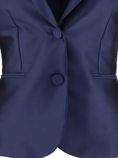 Fit F.it Satin Single Breasted Blazer In Blue