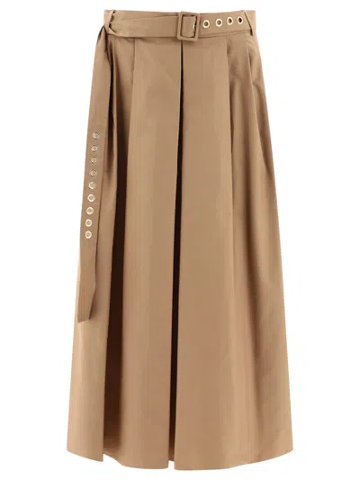 Shop Max Mara S "moira" Long Water Repellent Twill Skirt In Beige