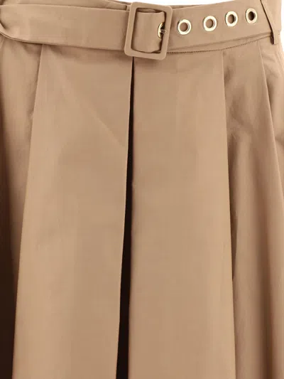 Shop Max Mara S "moira" Long Water Repellent Twill Skirt In Beige