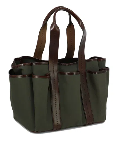 Shop Max Mara Canvas And Leather Giardiniera Tote Bag In 绿色的