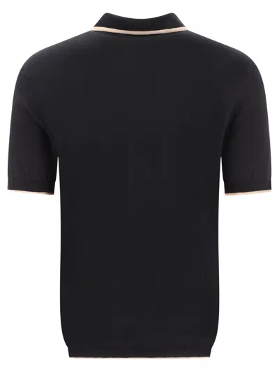 Shop Brunello Cucinelli Cotton Jacquard Ribknit Polo Shirt In Black