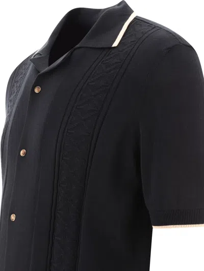 Shop Brunello Cucinelli Cotton Jacquard Ribknit Polo Shirt In Black