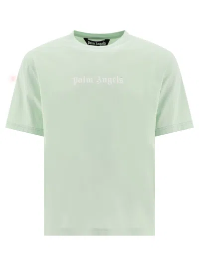 Shop Palm Angels "logo" T Shirt In Green