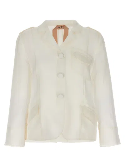 Shop N°21 Single-breasted Silk Blazer In White