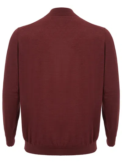 Shop Colombo Bordeaux Mock Neck Cashmere Silk Blend Men's Sweater